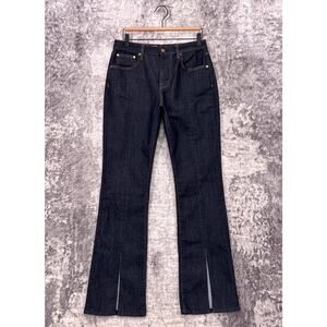 Anthropologie Jeans 29 Womens Pilcro High Rise Split Hem Flare Dark Wash Denim